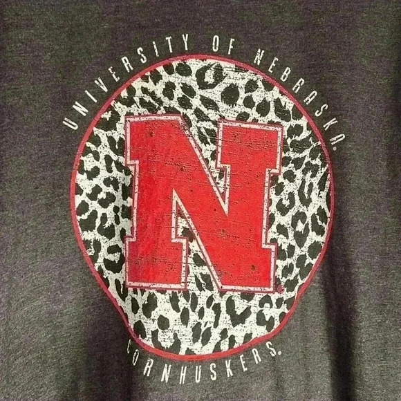 WOMENS NEBRASKA CORNHUSKER CREWNECK LONG SLEEVE TSHIRT HEATHER‎ GREY SIZE M - Picture 2 of 6